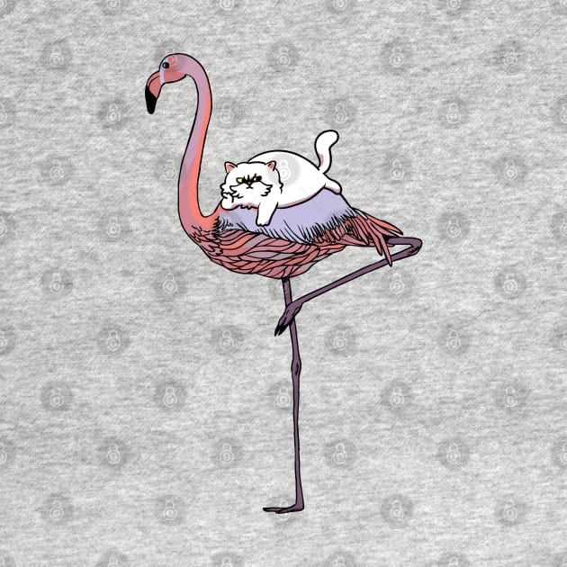 Flamingo and persian cat by huebucket